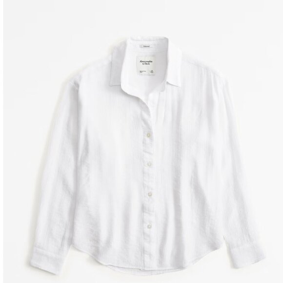 NWT Abercrombie Oversized Crinkle Gauze Button down Shirt - Picture 1 of 1